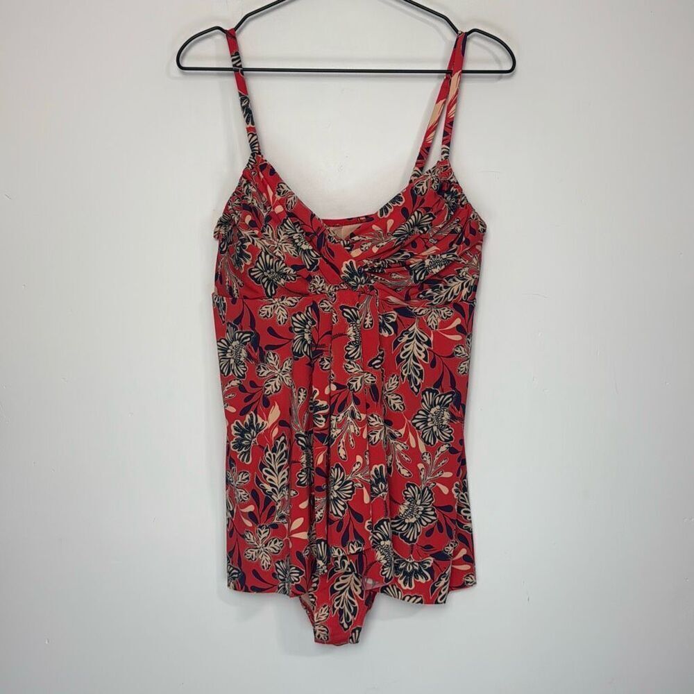 Garnet Hill Ruched Overlay One Piece Swimsuit 12